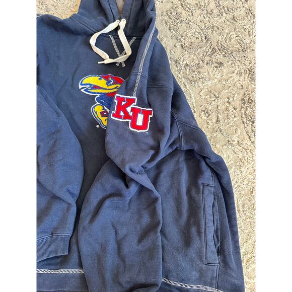 Majestic Men's KU Jayhawks Chenille Patch Logo Hoodie Sz. Medium - Picture 6 of 11